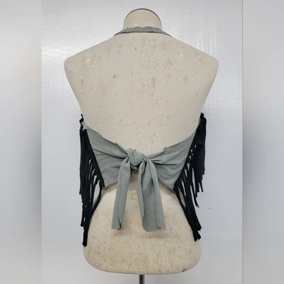 Honky Tonk Fringe Halter Top Upcycled - Picture 6 of 7